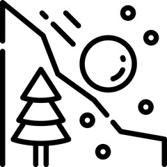 Snow avalanche icon. Outline design. For presentation, graphic design, mobile application.