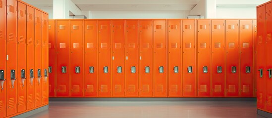 Orange lockers provided for public use.
