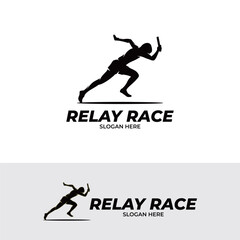 Silhouette of relay race logo design inspiration