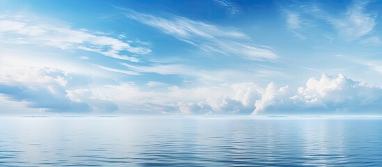 Serene sky and calm waters of the Florida Keys, as seen panoramically.
