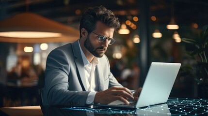 A businessman programming on computer, Tech, Digital, Innovation.