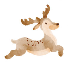 Christmas reindeer watercolor style.