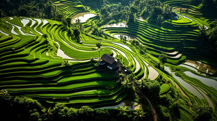 Arial image of rice terrace.