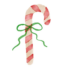 Candy cane Christmas watercolor style.