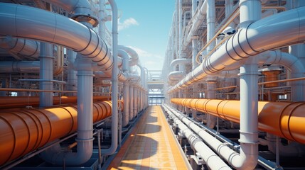 A construct with many different pipelines which are all connected at gas factory.