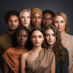 Obraz premium diverse races ethnicities, concept of inclusivity multiracial group of people.
