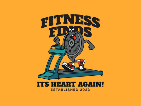 Cartoon Character Of Burble At The Gym With A Hand-Written And Retro Style, Suitable For Stickers And Posters