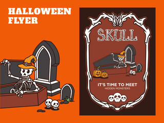 Cartoon Characters Of Various Cute Halloween Elements With A Retro And Handwritten Style, Suitable For Your Posters And Stickers.