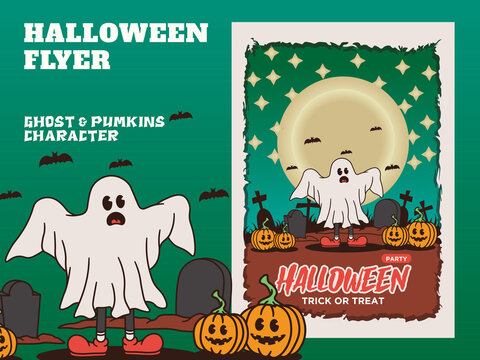 Cartoon Characters Of Various Cute Halloween Elements With A Retro And Handwritten Style, Suitable For Your Posters And Stickers.