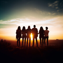  group of people hugging while sunset