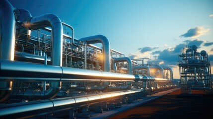 Fototapeta premium Hydrogen renewable energy production pipeline, Hydrogen gas for clean electricity facility.