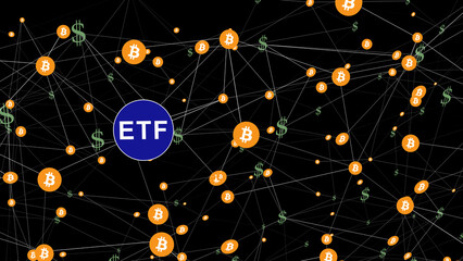 Bitcoin etf digital investment opportunity in cryptocurrency market, combining stability and growth of investment fund with revolutionary concept of decentralized digital money