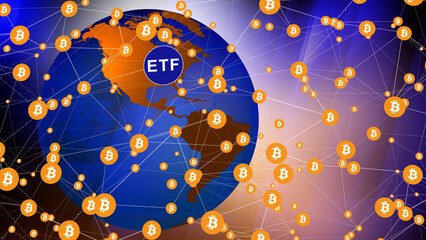 Digital money exploring global bitcoin etf and its impact on cryptocurrency world, blockchain technology, and digital trading