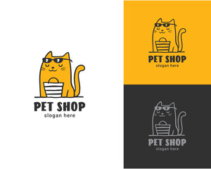 pet shop logo with cat in glasses