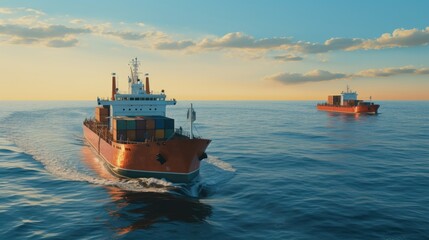 Obraz premium Tugboat on sea, Aerial high view.