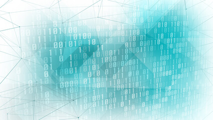 Obraz premium Cyber attack machine learning, artificial intelligence, and neural networks in connected binary of cyber security and technology background