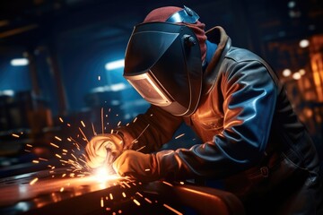 A welder working on a metal surface.