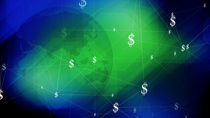 World financial news dollars globe brings international wealth and success with its global value and worth, showcasing rich countries monetary sphere
