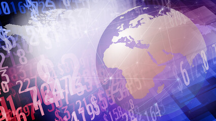 Fototapeta premium News dollars globe map for financial news, world map with usd background, global report on dollars money, international currency exchange, business promotion in digital world