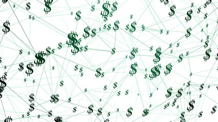 Green dollar sign on white background representing money, business, and success with dollars background, shares, and earnings in finance, financial, and deposit. rich connection to value and taxation