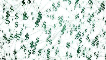 Sale dollars white background successful business with green dollar signs on white background, showcasing value and revenue of united states dollar in wealth driven economy