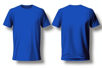 Mockup of a blank royal blue tshirt front and back isolated on white background. Generative AI - obrazy, fototapety, plakaty