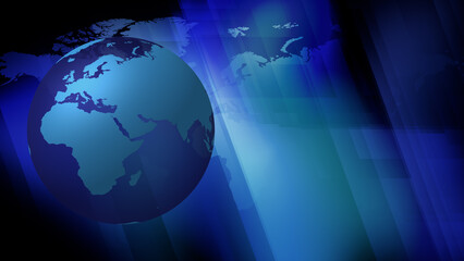 Earth global map, international news, breaking headlines, worldwide coverage, online broadcast graphics, digital media, global communication, current affairs, corporate tv station, world affairs