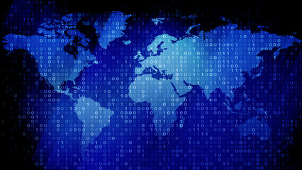 Digital world exploring power of binary code and global communication in cyber security and computer programming language