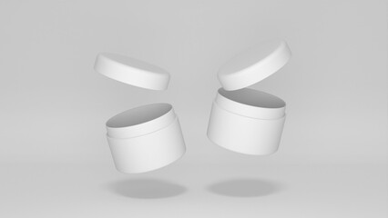 3D rendered Cosmetics Jar mock up. Packaging clear Cosmetic cream on isolated Light Grey background