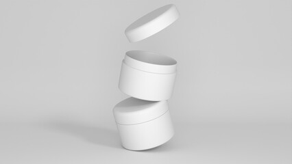 3D rendered Cosmetics Jar mock up. Packaging clear Cosmetic cream on isolated Light Grey background