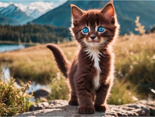 Obraz premium A kitten cute at nature 