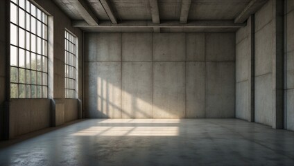 Interior of empty room with concrete walls in loft style. Textured backgroun. Generative AI