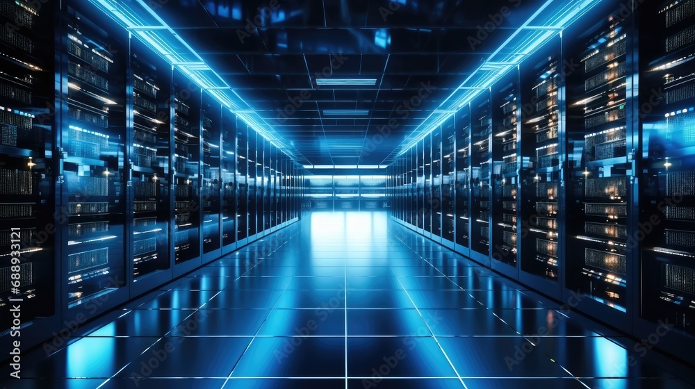 Leinwandbilder modern data technology center server racks, big data protection, storage, cloud computing.