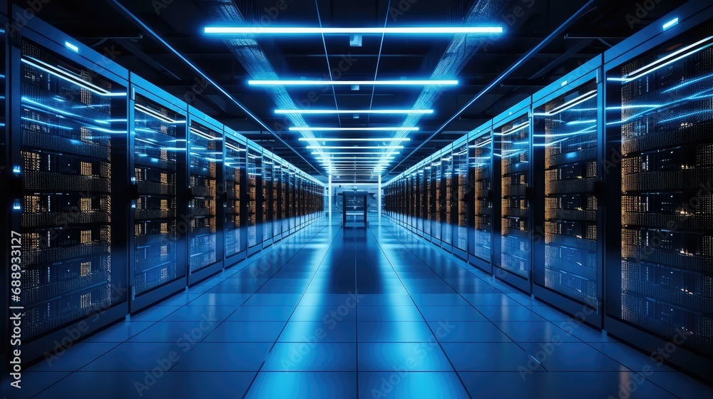 Leinwandbilder modern data technology center server racks, big data protection, storage, cloud computing.
