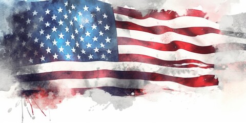 American flag illustration. Memorial day or Veterans day concept with text. Background illustration. Generative AI