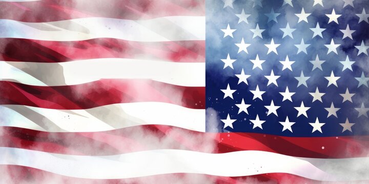 American flag illustration. Memorial day or Veterans day concept with text. Background illustration. Generative AI
