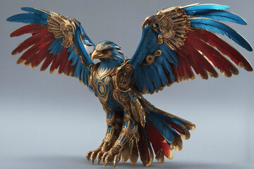 a flying blue eagle sculpture