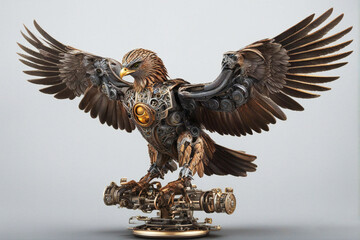 a flying gold eagle sculpture