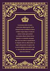 Gold ornament on dark background. Can be used as invitation card. Book cover. Vector illustration