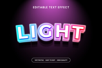 Light Text Style with Colorful and Glowing Neon Effect. Editable Text Style Effect