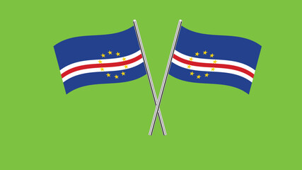 Flag of Cape Verde, Cape Verde cross flag design. Cape Verde cross flag isolated on Green background. Vector Illustration of crossed Cape Verde flags.
