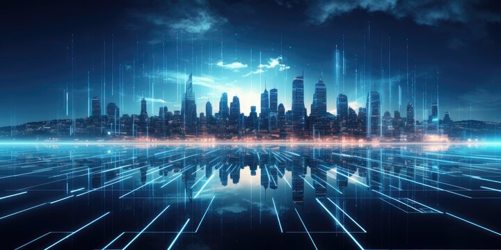 Digital industry presentation background image and innovates modern cities and architecture