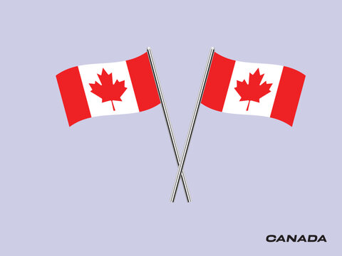 Flag of Canada, Canada cross flag design. Canada cross flag isolated on White background. vector  Illustration of crossed Canada flags.