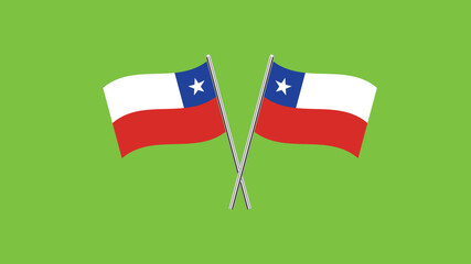 Flag of Chile, Chile cross flag design. Chile cross flag isolated on Green background. Vector Illustration of crossed Chile flags.
