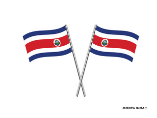 Flag of Costa Rica 1, Costa Rica 1 cross flag design. Costa Rica 1 cross flag isolated on white background. Vector Illustration of crossed Costa Rica 1 flags.