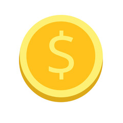 golden coin icon isolated on white transparent background money dollar currency finance bank wealth investment business financial minimalism