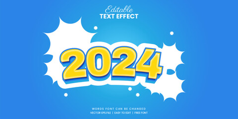Bright and cheerful 2024 text effect with a blue background
