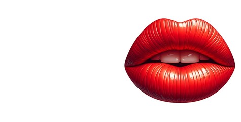 red lips on an isolated white background. Kiss .generative ai