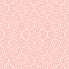 Seamless ornament. Modern wavy background. Geometric modern pink and white dotted pattern