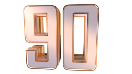 Gold glossy 3d number 90